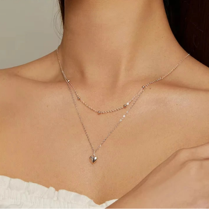 Amora Double Layer Heart Necklace